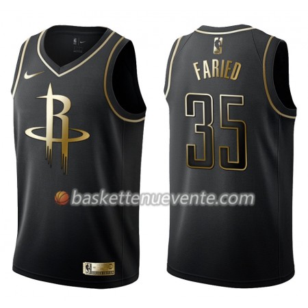 Maillot Basket Houston Rockets Kenneth Faried 35 Nike Noir Gold Edition Swingman - Homme